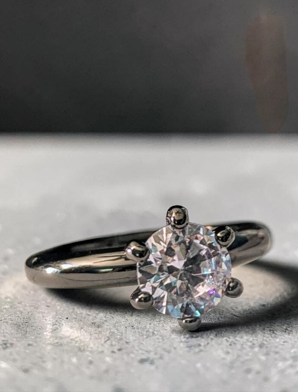 1 CTW Classic CZ Solitaire Black Gun Plated Engagement Ring Size 9